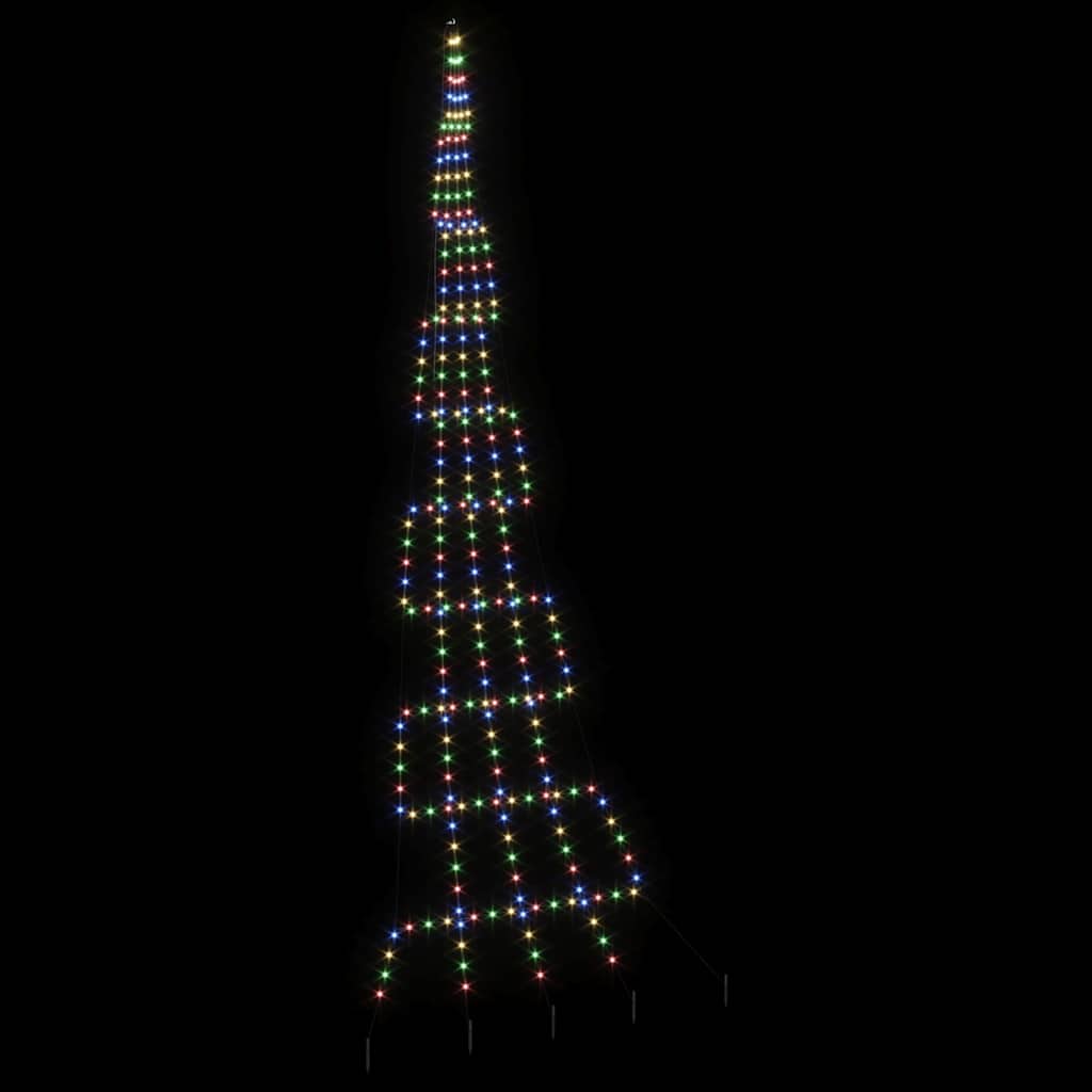 LED Christmas Tree with Ground Spikes Multicolour 500 cm Metal